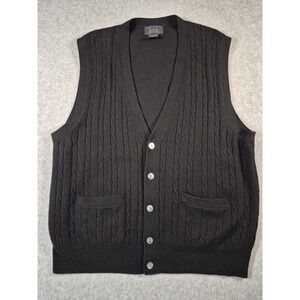 Vintage Men's Northbriar 100% Cashmere V-Neck Black Sweater Vest Sz XL